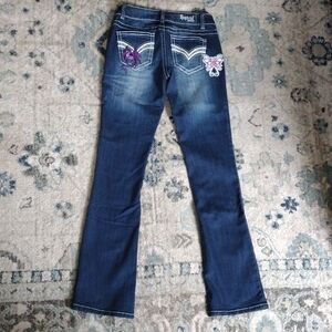 Request Boot Cut Jeans With Added Embroidered Patches